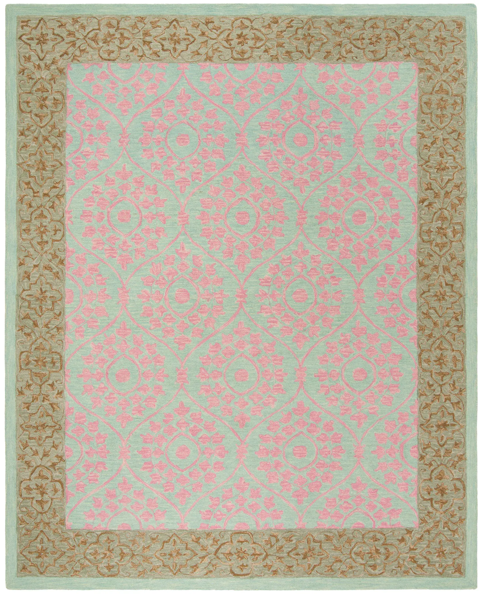 Suzani Bordered Ogee Hand-Hooked Wool Rug