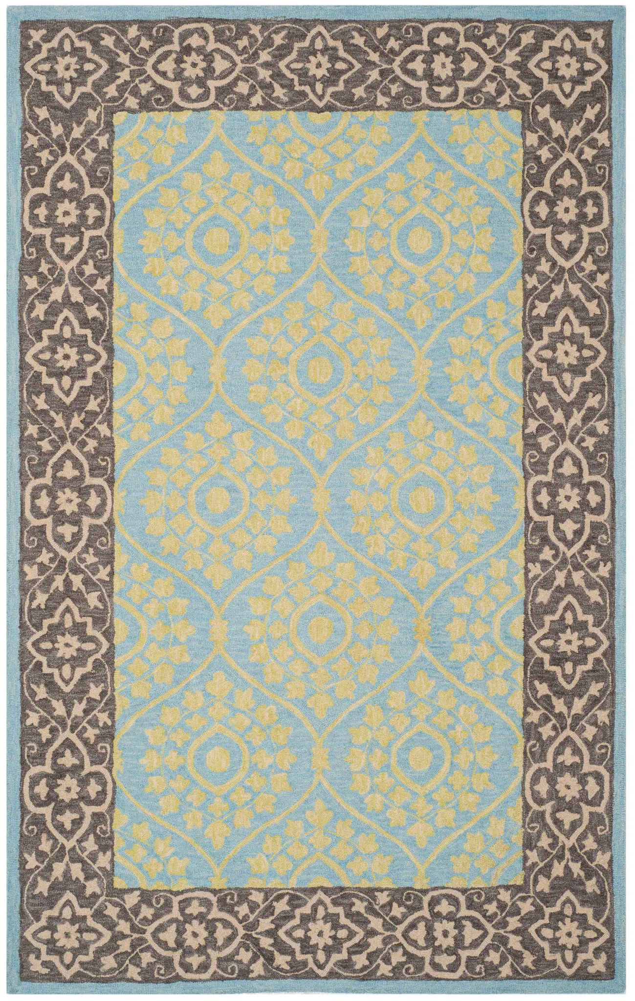 Suzani Botanical Ogee Hand-Hooked Wool Rug