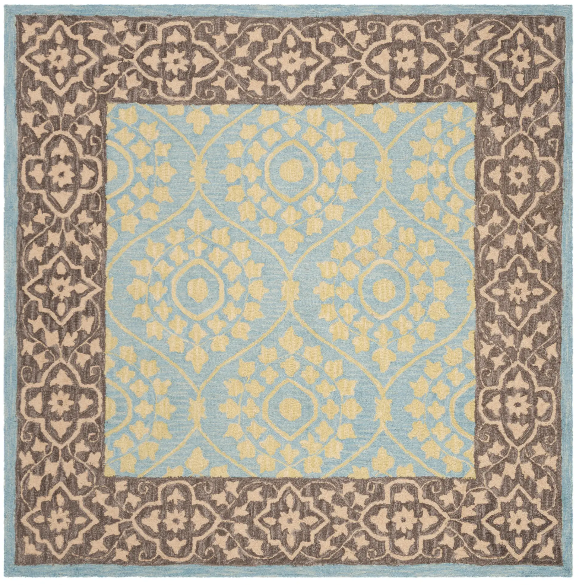 Suzani Botanical Ogee Hand-Hooked Wool Rug