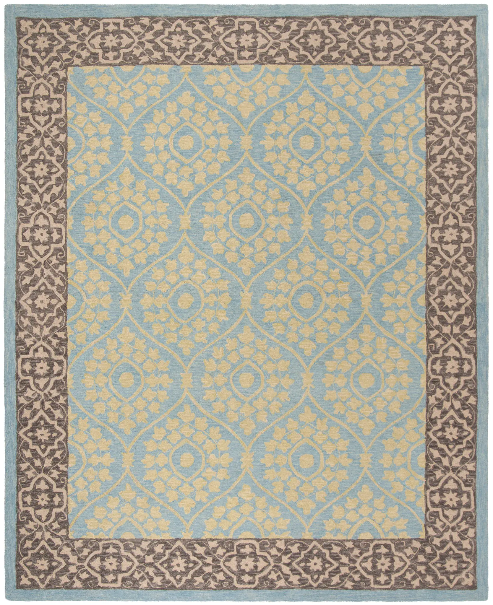 Suzani Botanical Ogee Hand-Hooked Wool Rug