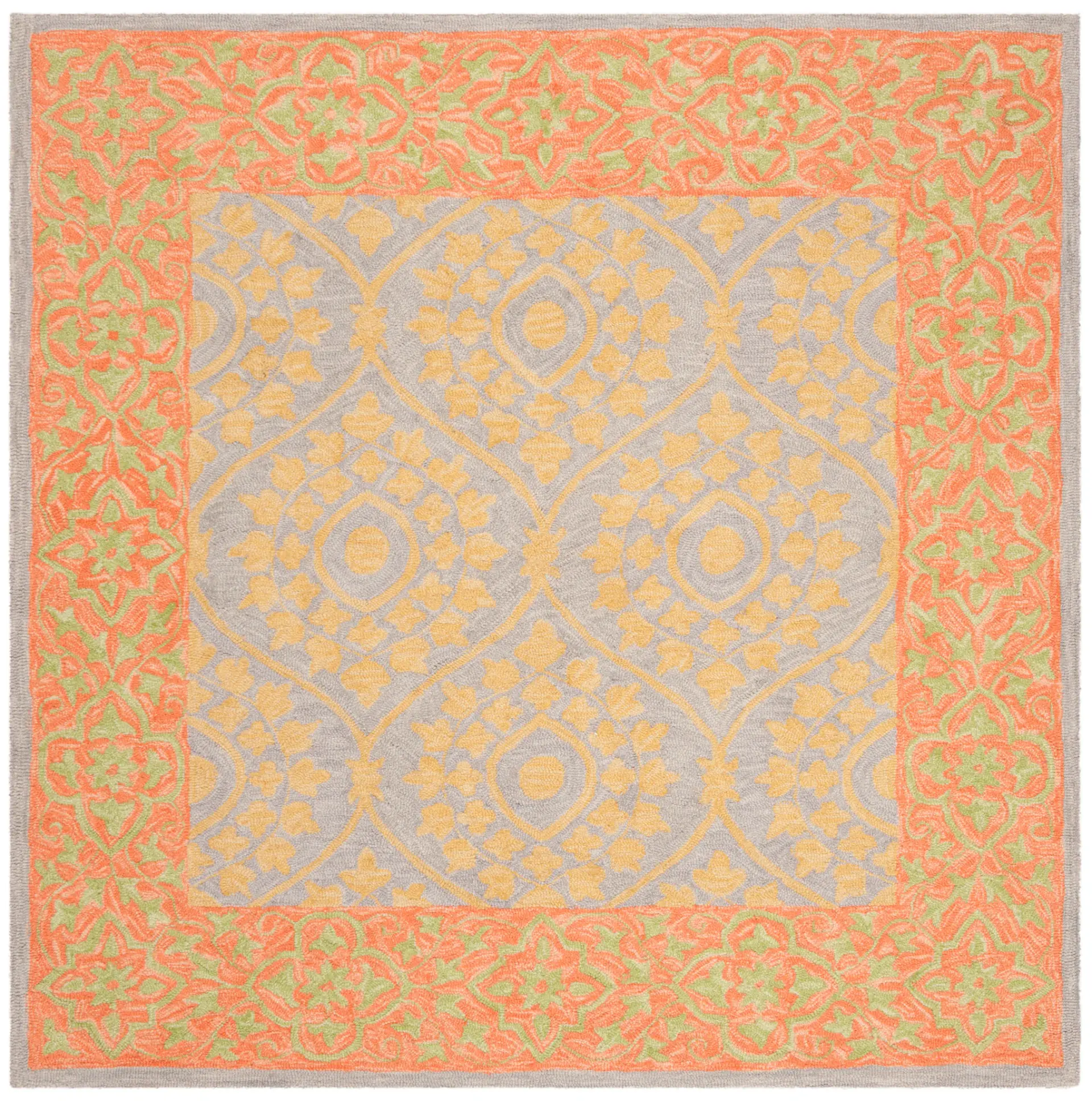 Suzani Floral Trellis Hand-Hooked Wool Rug