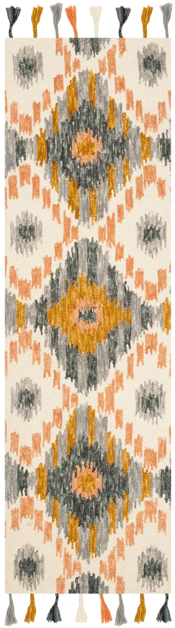 Suzani Ikat Diamond Hand-Hooked Wool Rug