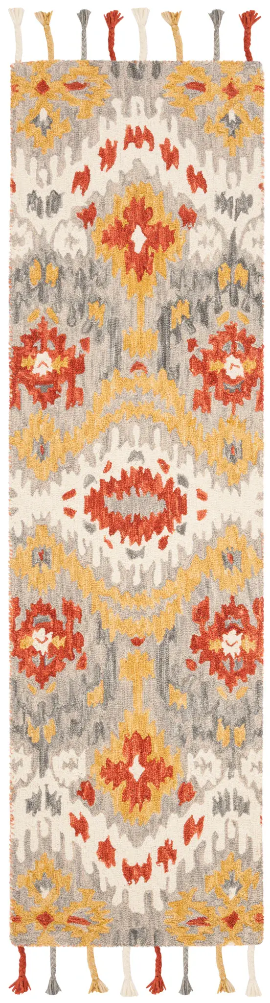 Suzani Ikat Wave Hand-Hooked Wool Rug