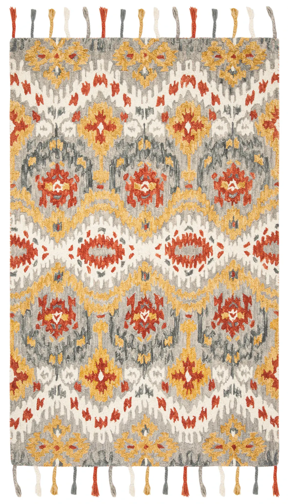 Suzani Ikat Wave Hand-Hooked Wool Rug