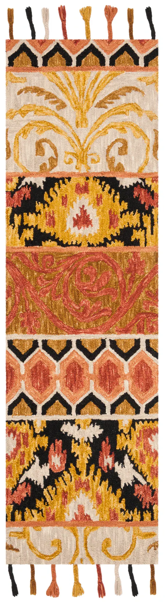 Suzani Banded Hand-Hooked Wool Rug