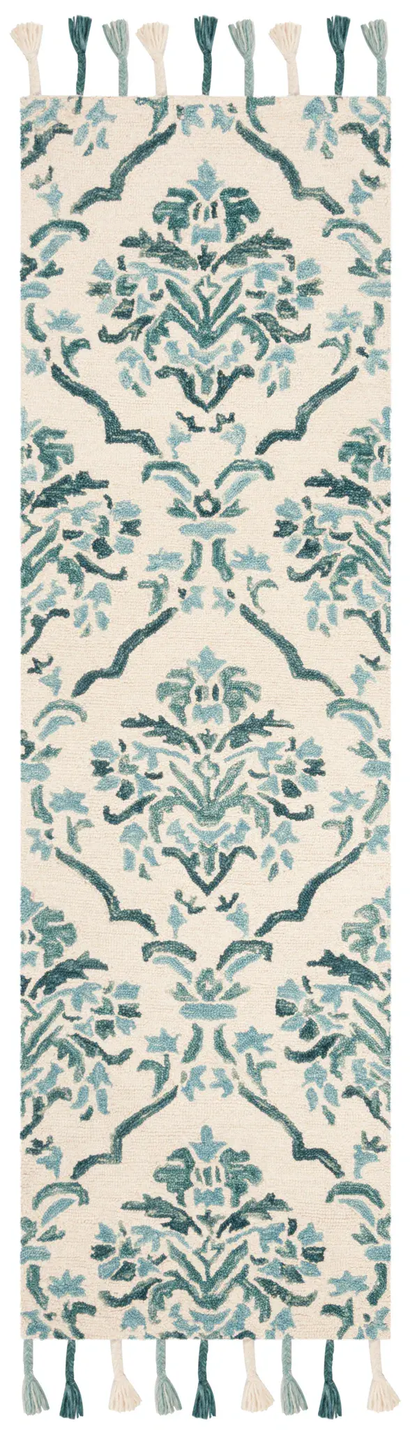 Suzani Damask Hand-Hooked Wool Rug