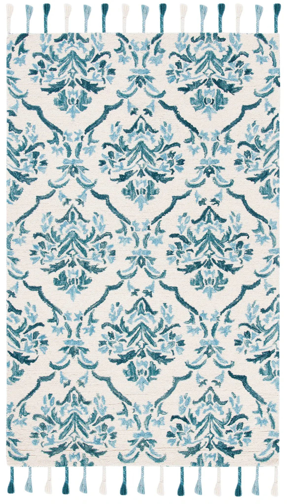 Suzani Damask Hand-Hooked Wool Rug