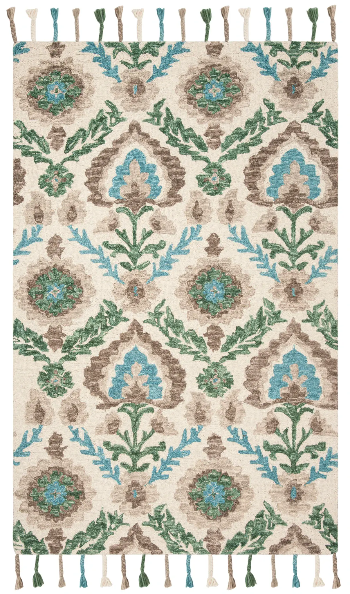 Suzani Botanical Medallion Hand-Hooked Wool Rug