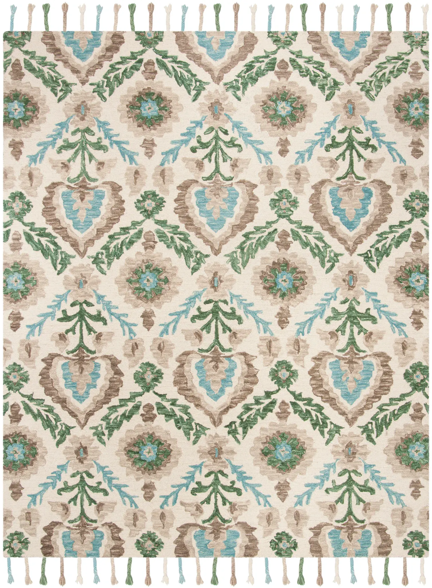Suzani Botanical Medallion Hand-Hooked Wool Rug