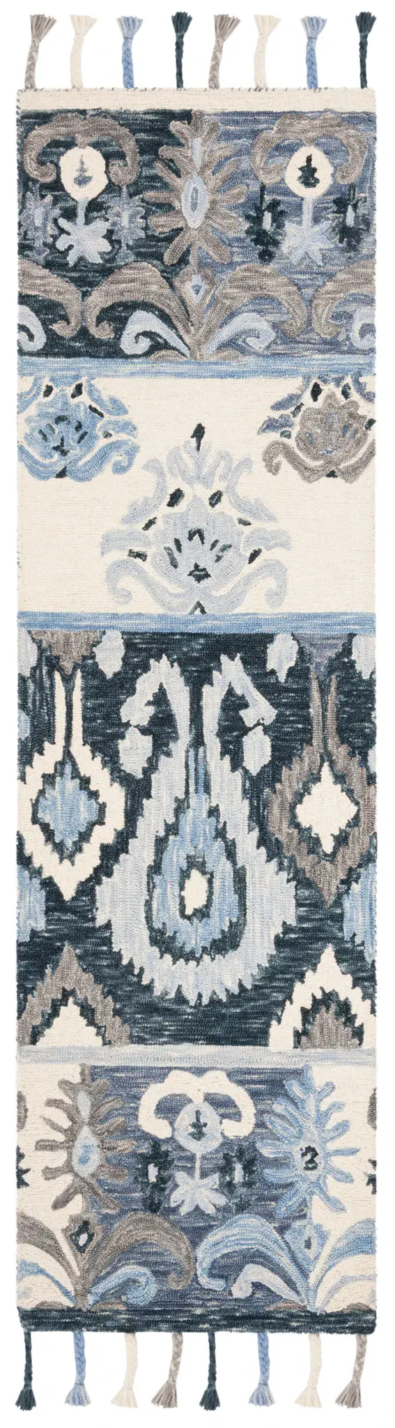 Suzani Banded Ikat Hand-Hooked Wool Rug