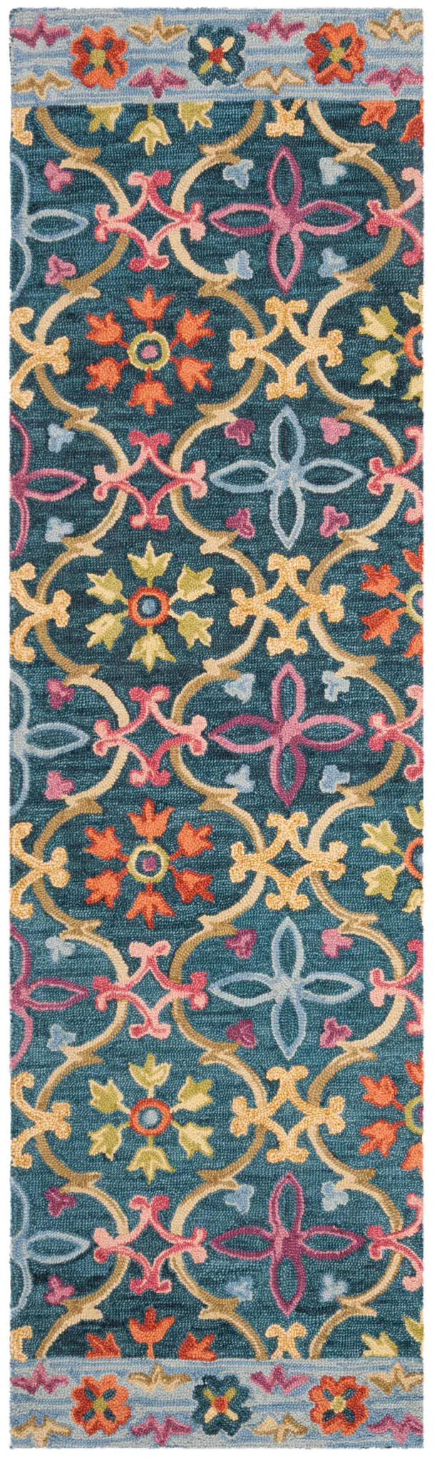Suzani Arabesque Trellis Hand-Hooked Wool Rug