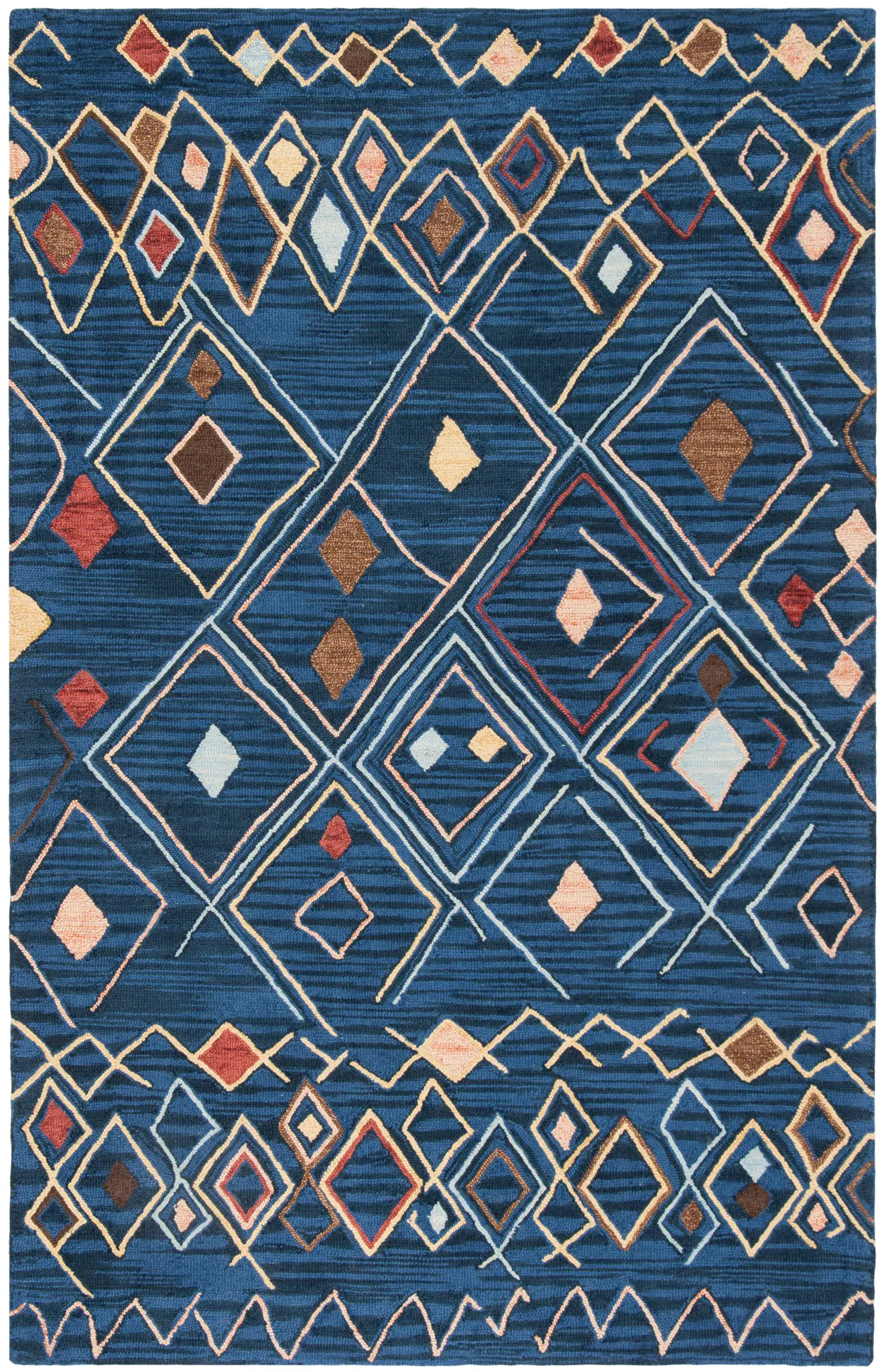 Suzani Diamond Hand-Hooked Wool Rug