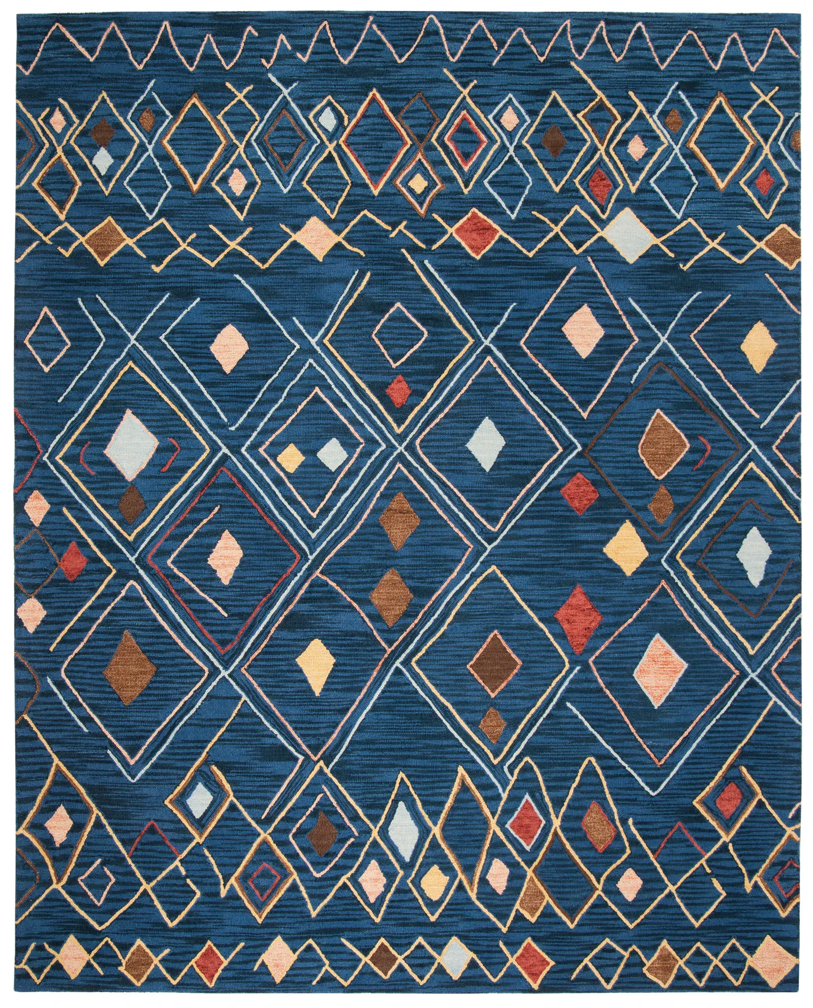 Suzani Diamond Hand-Hooked Wool Rug