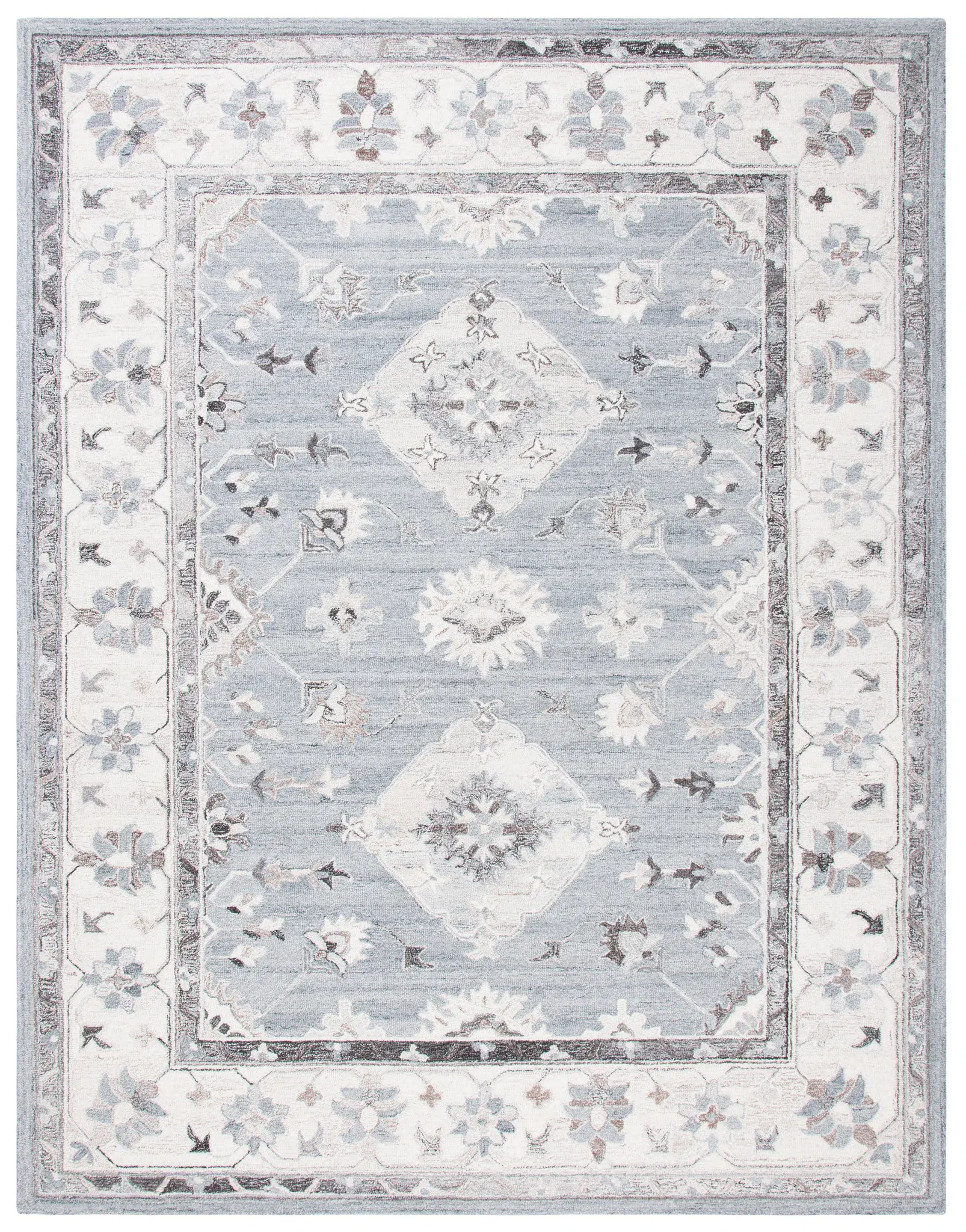 Suzani Medallion Bordered Hand-Tufted Wool Rug
