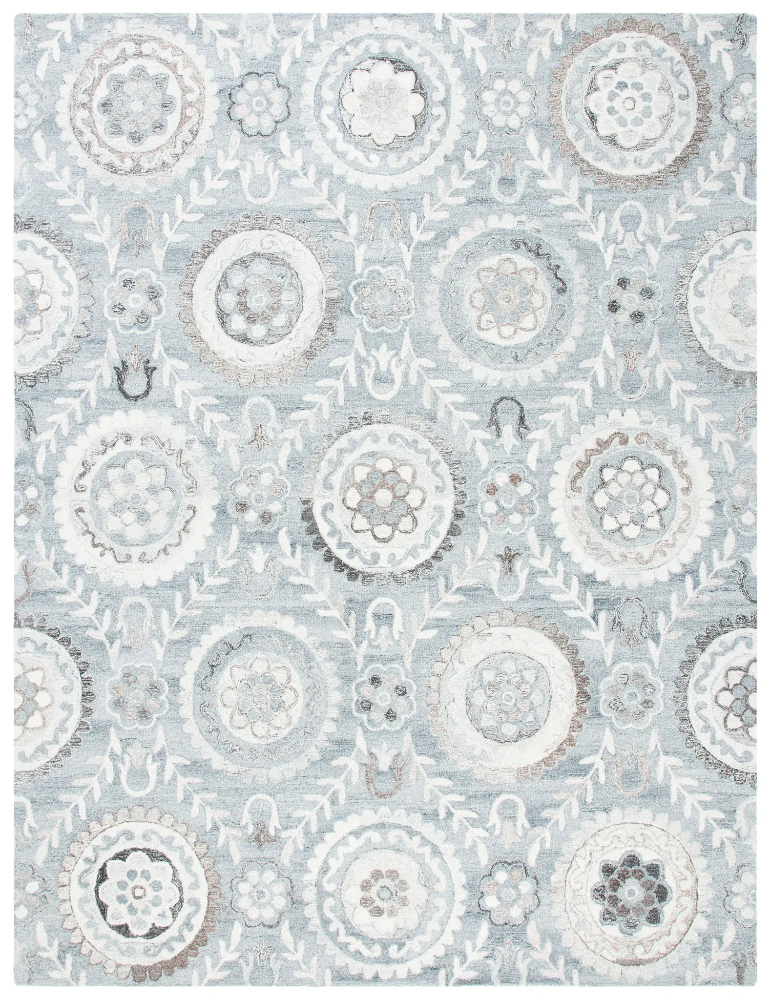 Suzani Floral Medallion Hand-Tufted Wool Rug