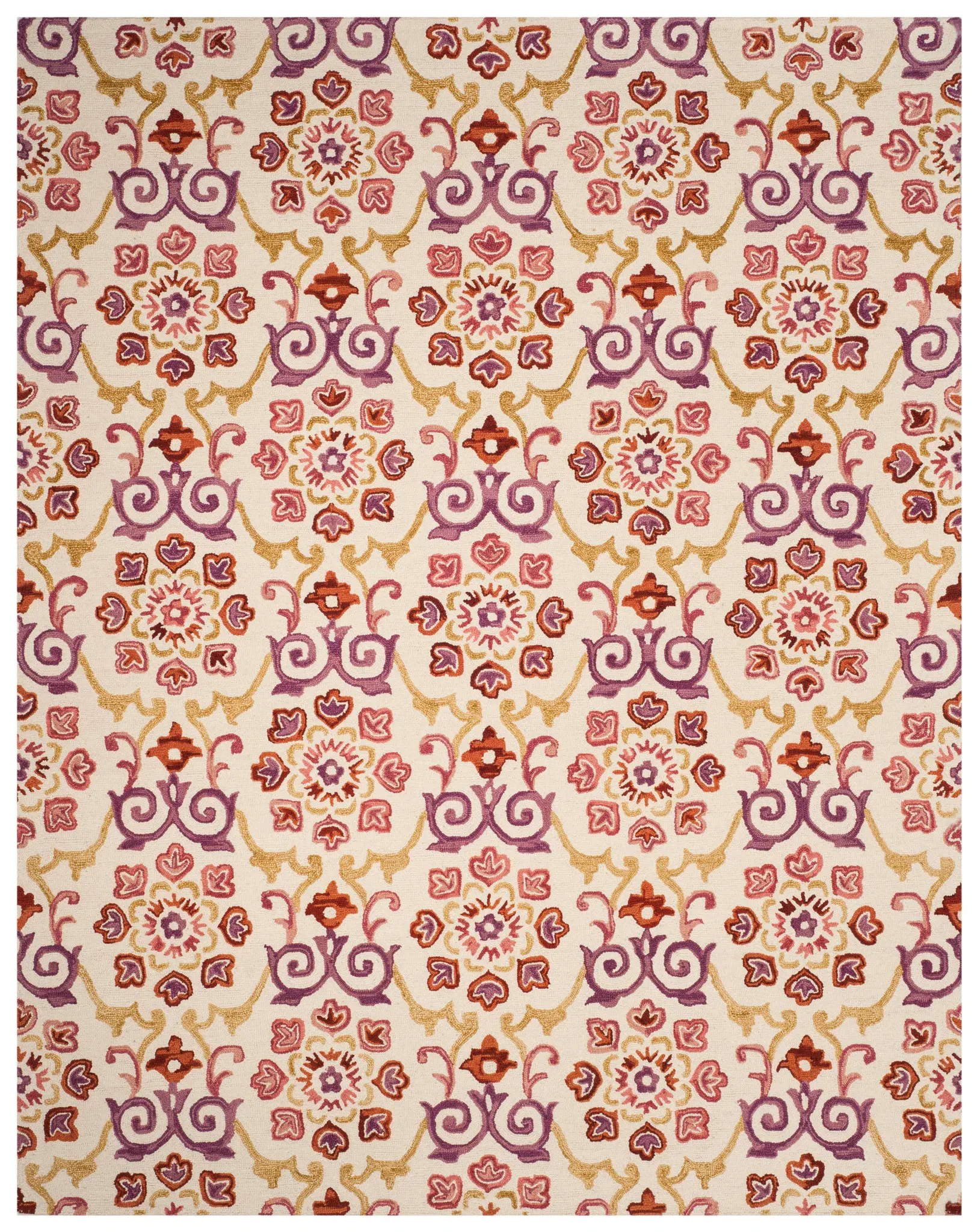 Suzani Allover Floral Vine Hand-Hooked Wool Rug