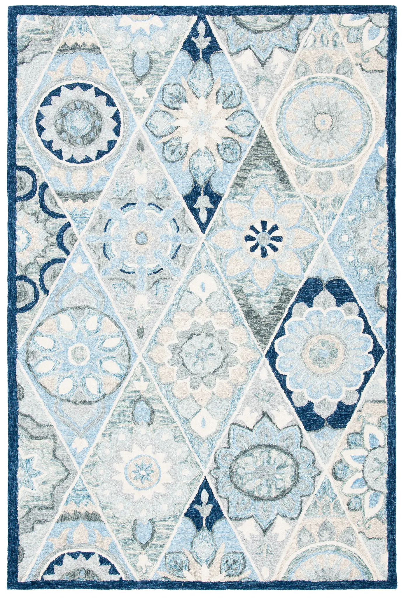 Suzani Diamond Medallion Hand-Tufted Wool Rug