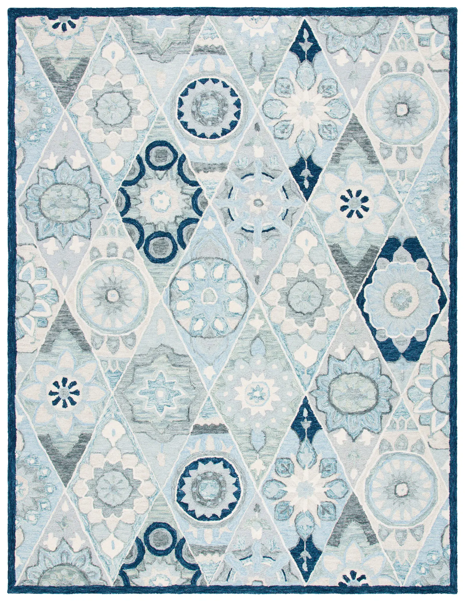 Suzani Diamond Medallion Hand-Tufted Wool Rug