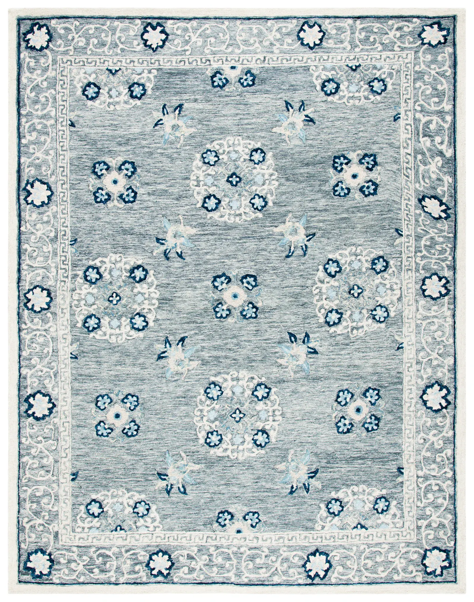 Suzani Floral Bordered Hand-Tufted Wool Rug