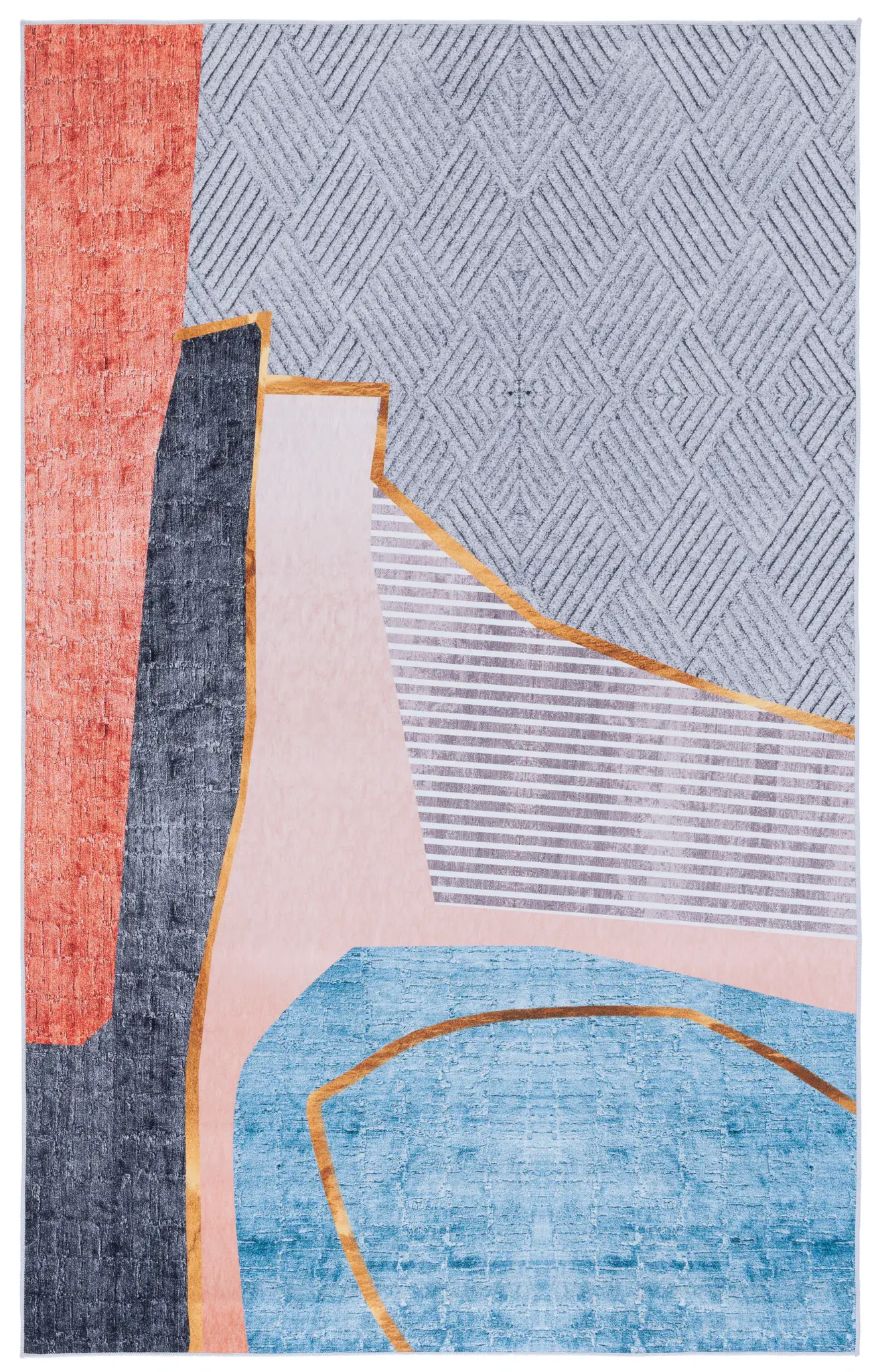 Tacoma Abstract Colorblock Washable Rug