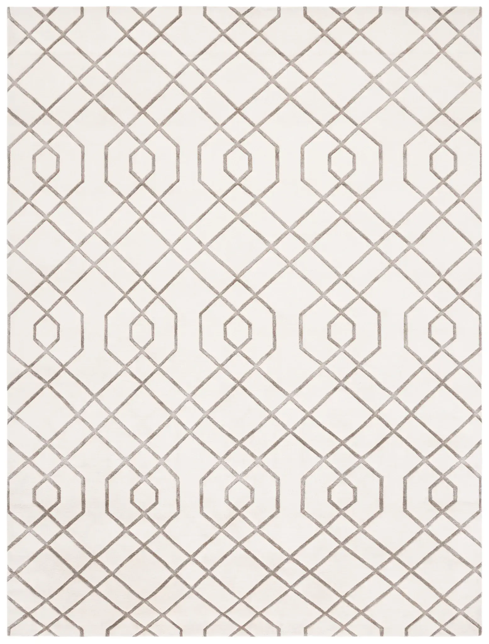 Tibetan Interlocking Lattice Hand-Knotted Wool Rug