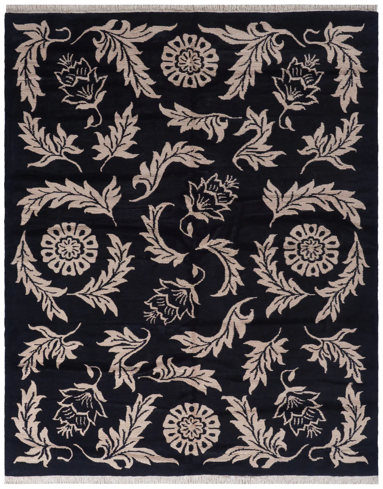 Tibetan Floating Botanical Hand-Knotted Wool Rug