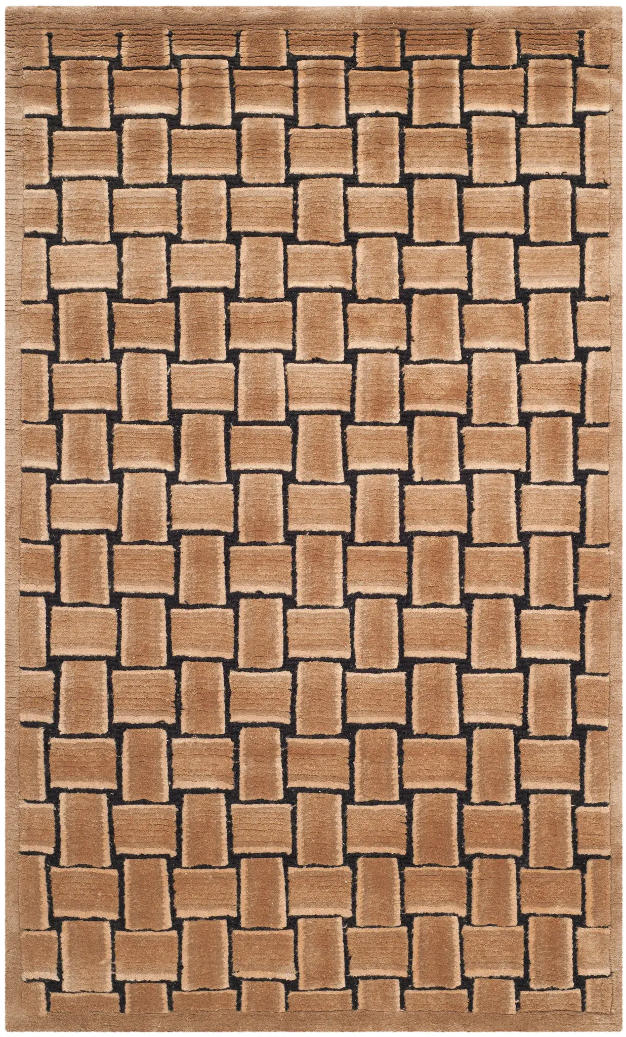 Tibetan Interlocking Blocks Hand-Knotted Wool Rug