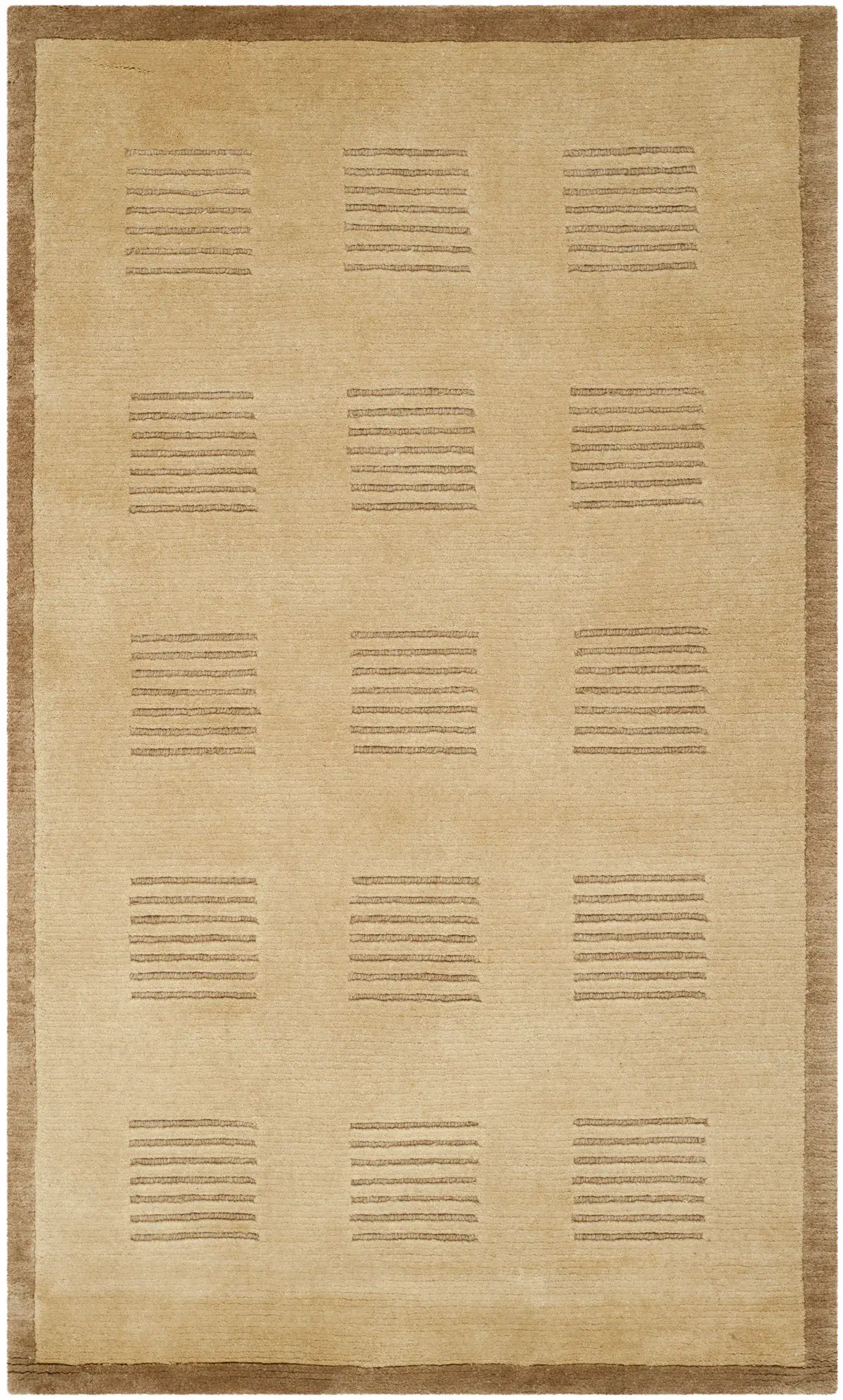 Tibetan Striped Block Hand-Knotted Wool Rug