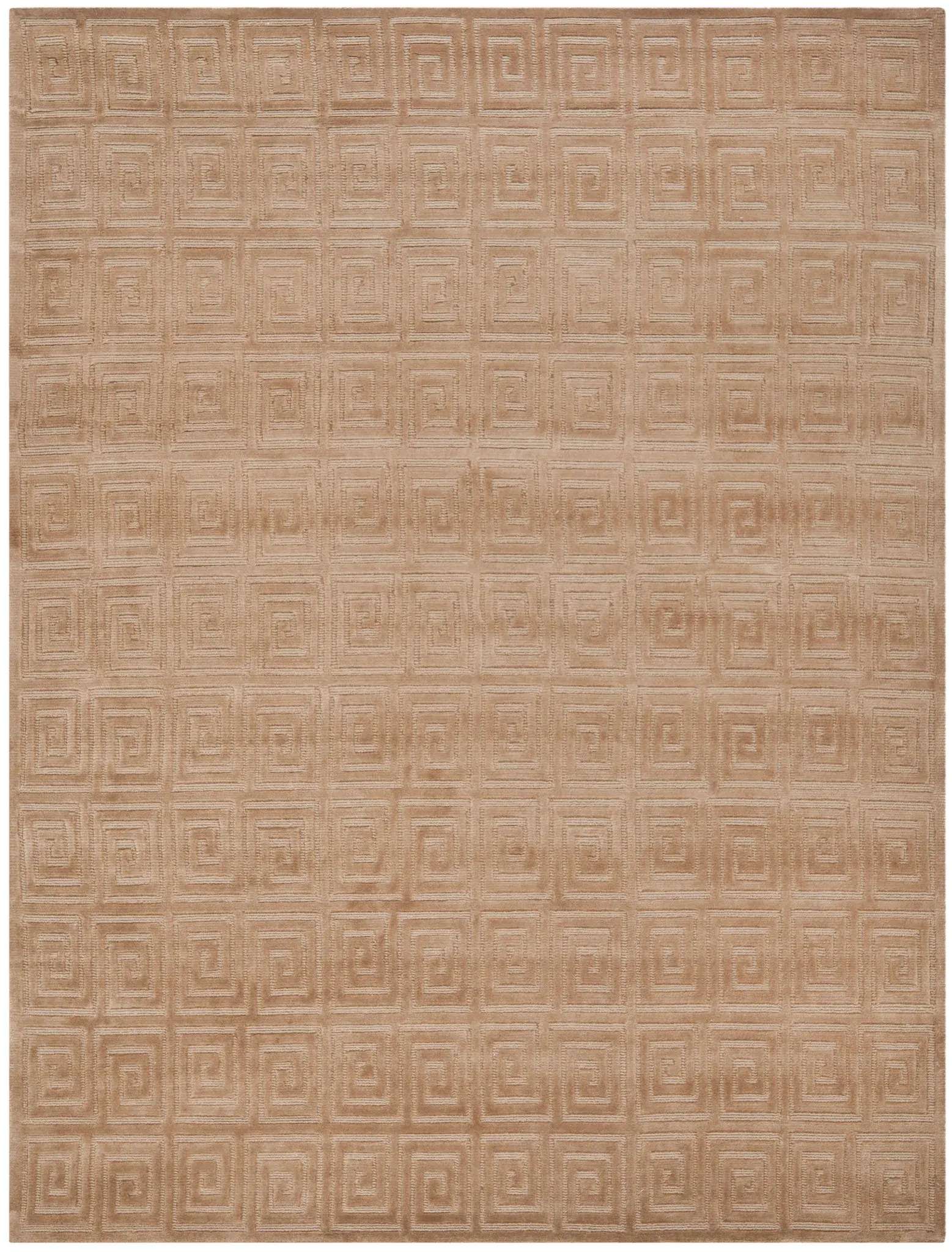 Tibetan Concentric Square Hand-Knotted Wool Rug