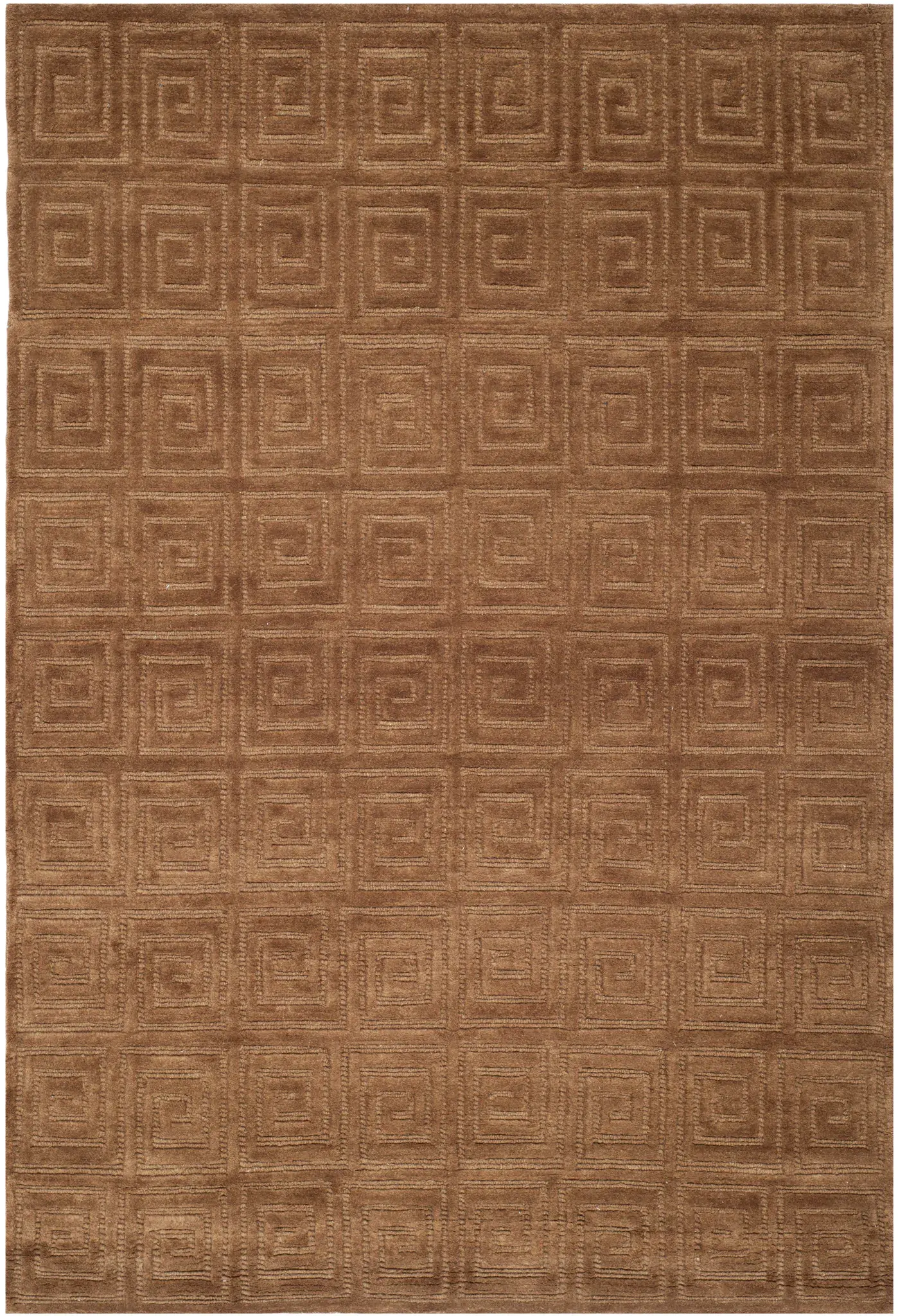 Tibetan Concentric Square Hand-Knotted Wool Rug