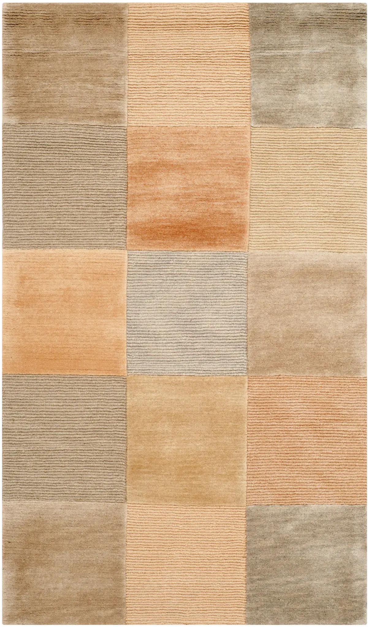 Tibetan Textured Block Hand-Knotted Wool Rug