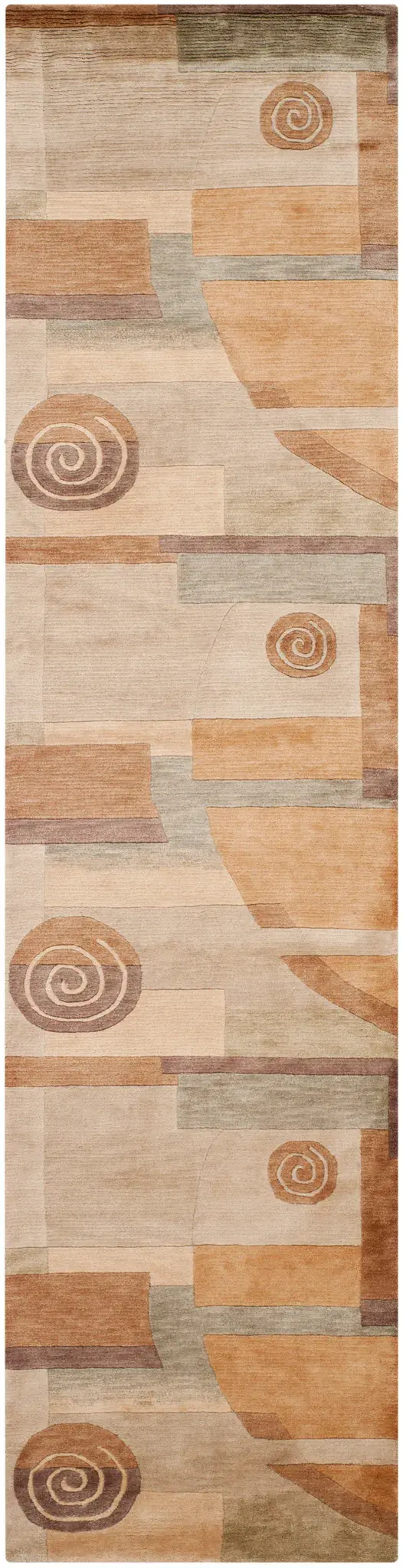 Tibetan Mid-Century Spiral Hand-Knotted Wool Rug