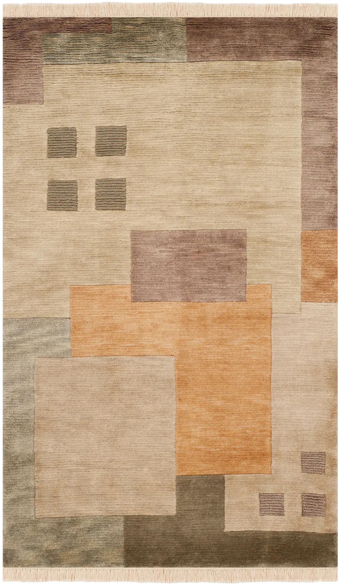 Tibetan Bauhaus Blocks Hand-Knotted Wool Rug
