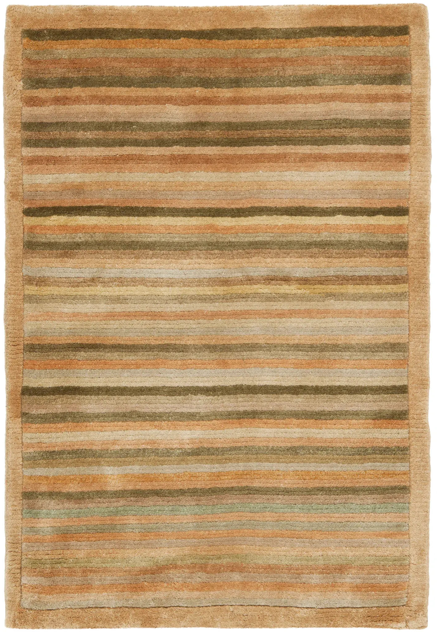 Tibetan Modern Striped Hand-Knotted Wool Rug
