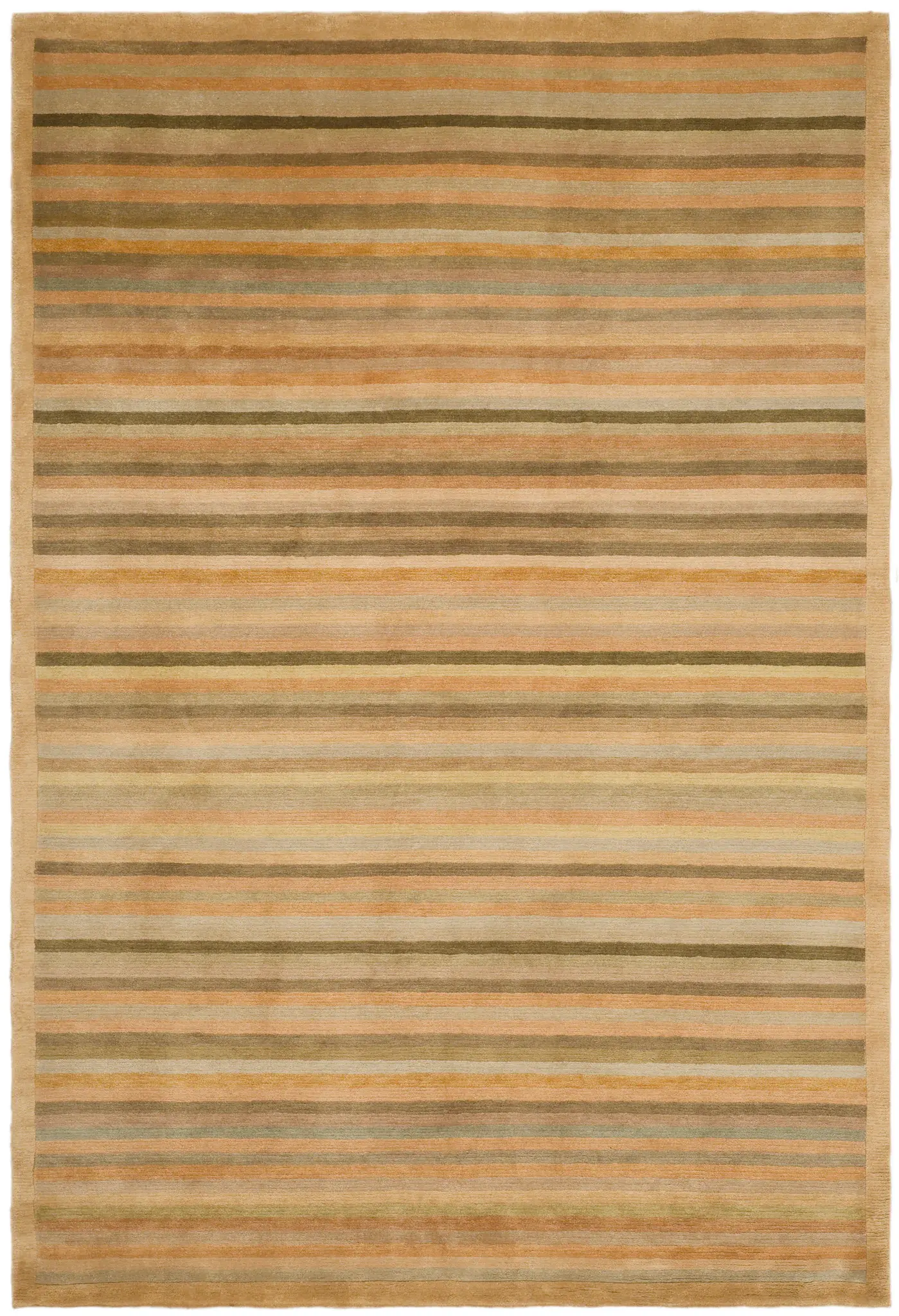 Tibetan Modern Striped Hand-Knotted Wool Rug