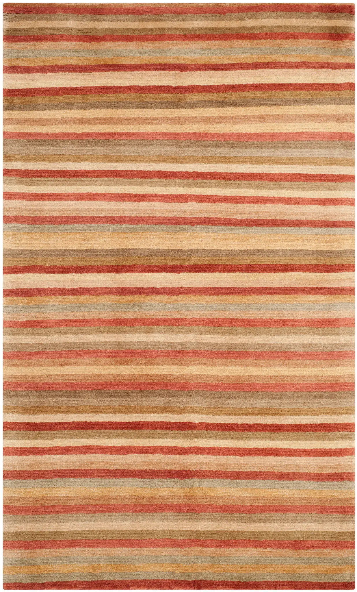 Tibetan Modern Striped Hand-Knotted Wool Rug