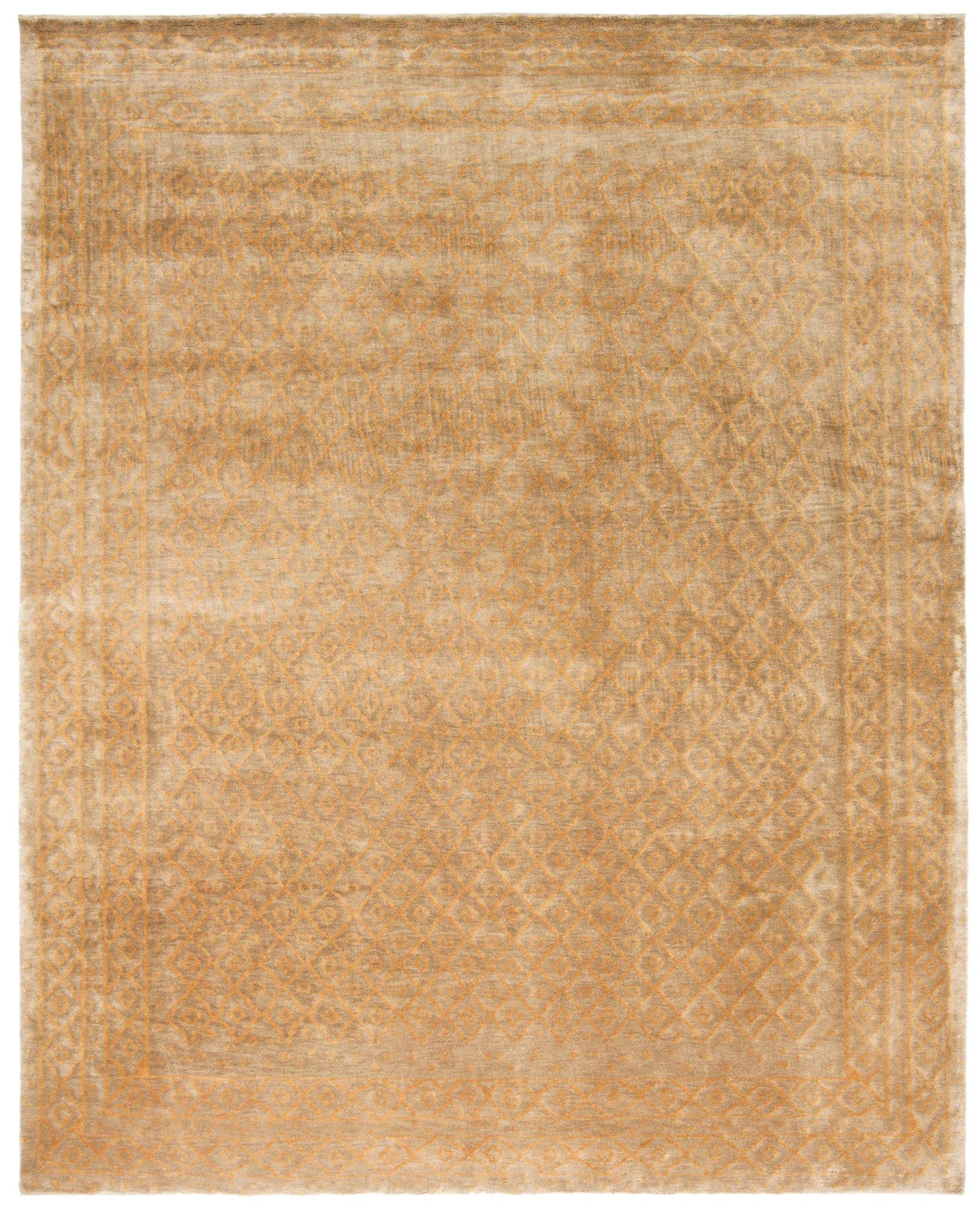 Tibetan Bohemian Dotted Diamond Hand-Knotted Wool Rug