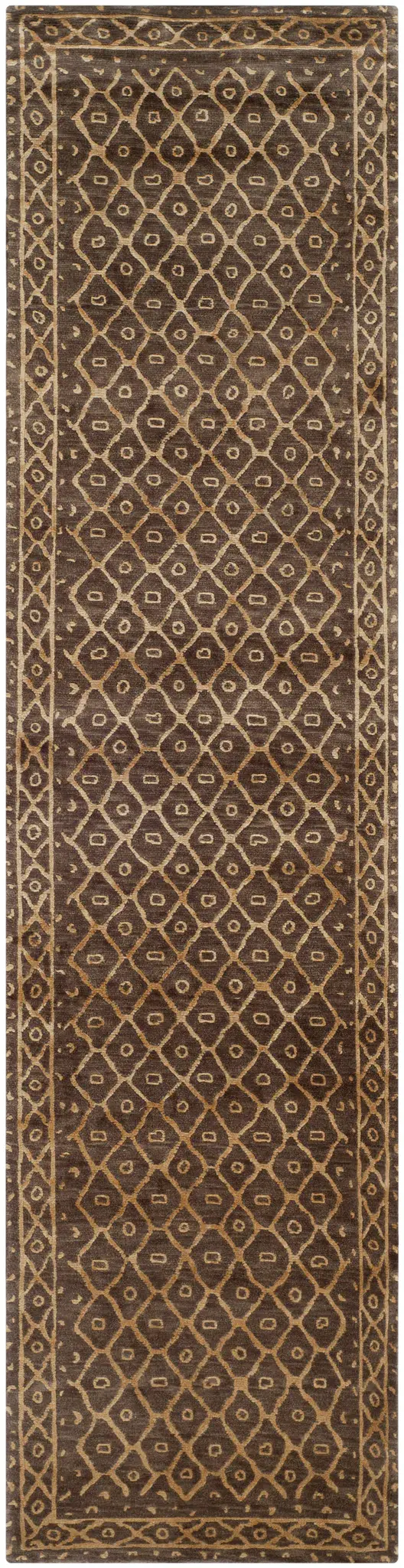 Tibetan Bohemian Dotted Diamond Hand-Knotted Wool Rug
