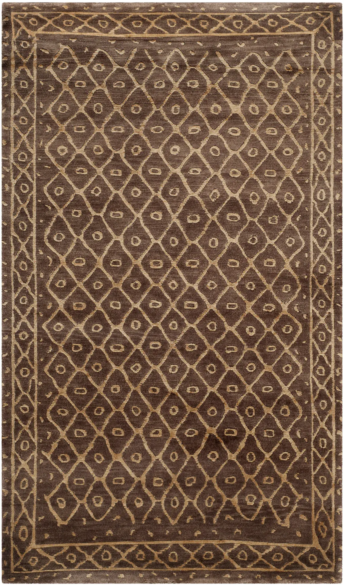 Tibetan Bohemian Dotted Diamond Hand-Knotted Wool Rug