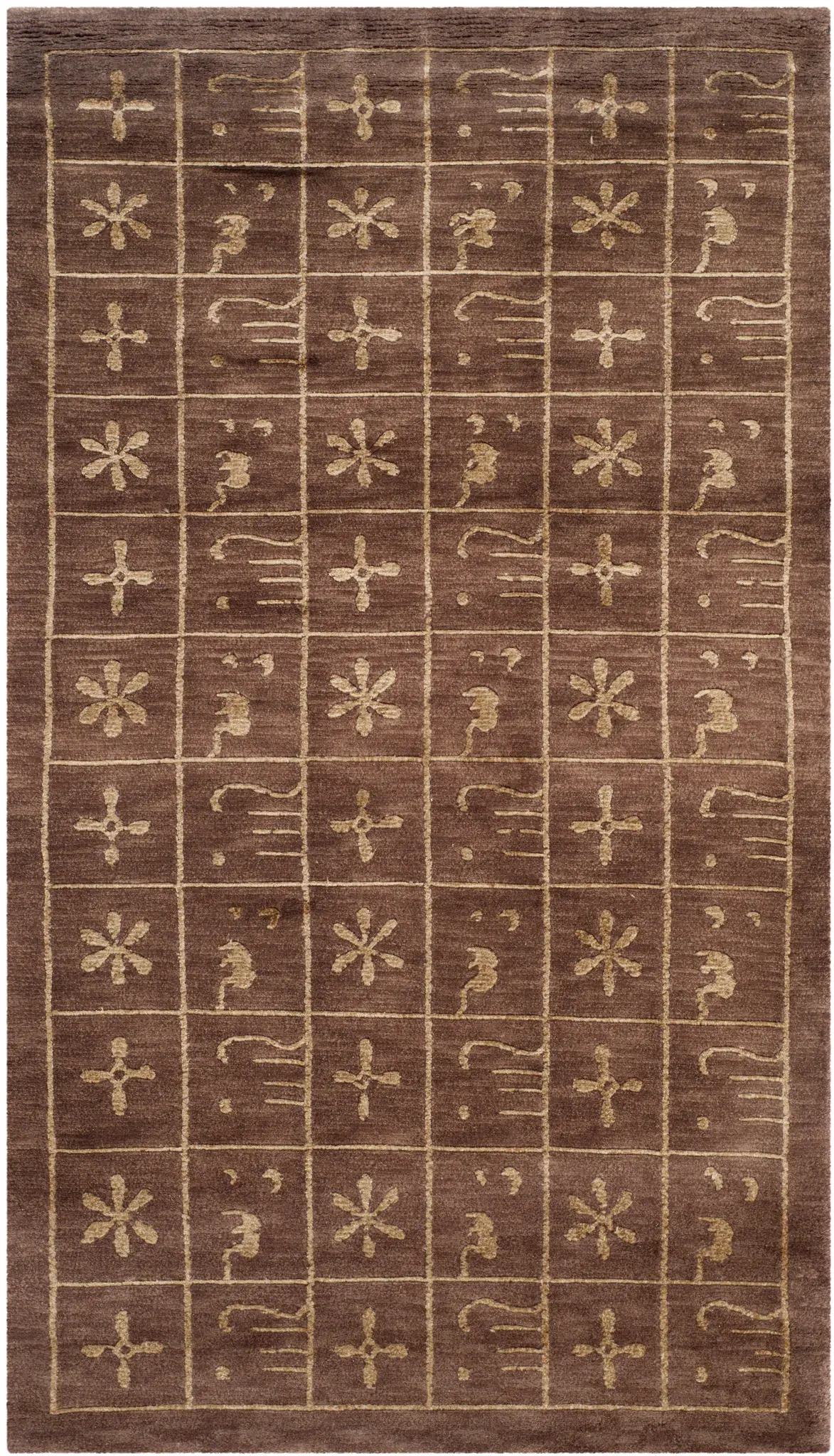Tibetan Bohemian Grid Hand-Knotted Rug