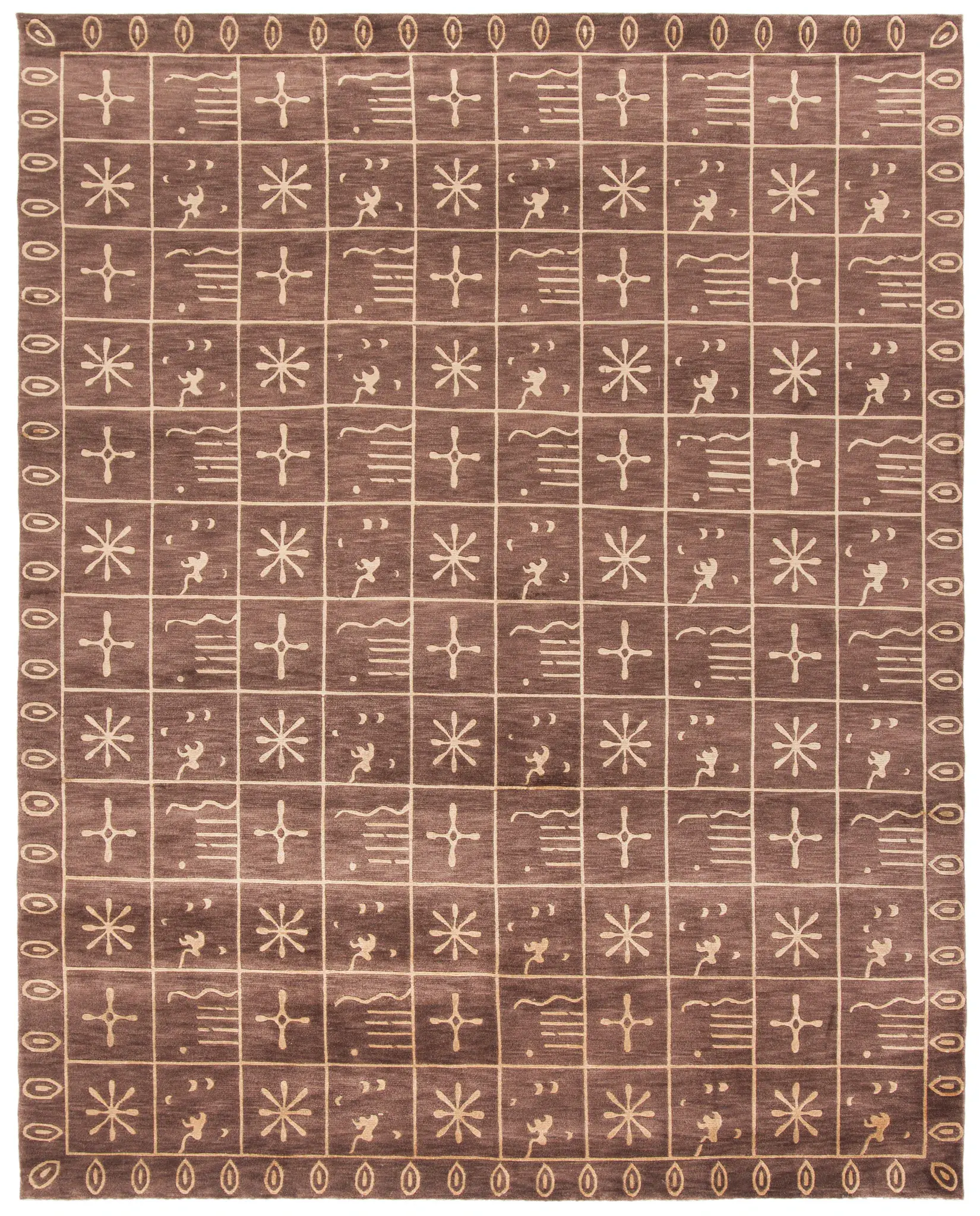 Tibetan Bohemian Grid Hand-Knotted Rug