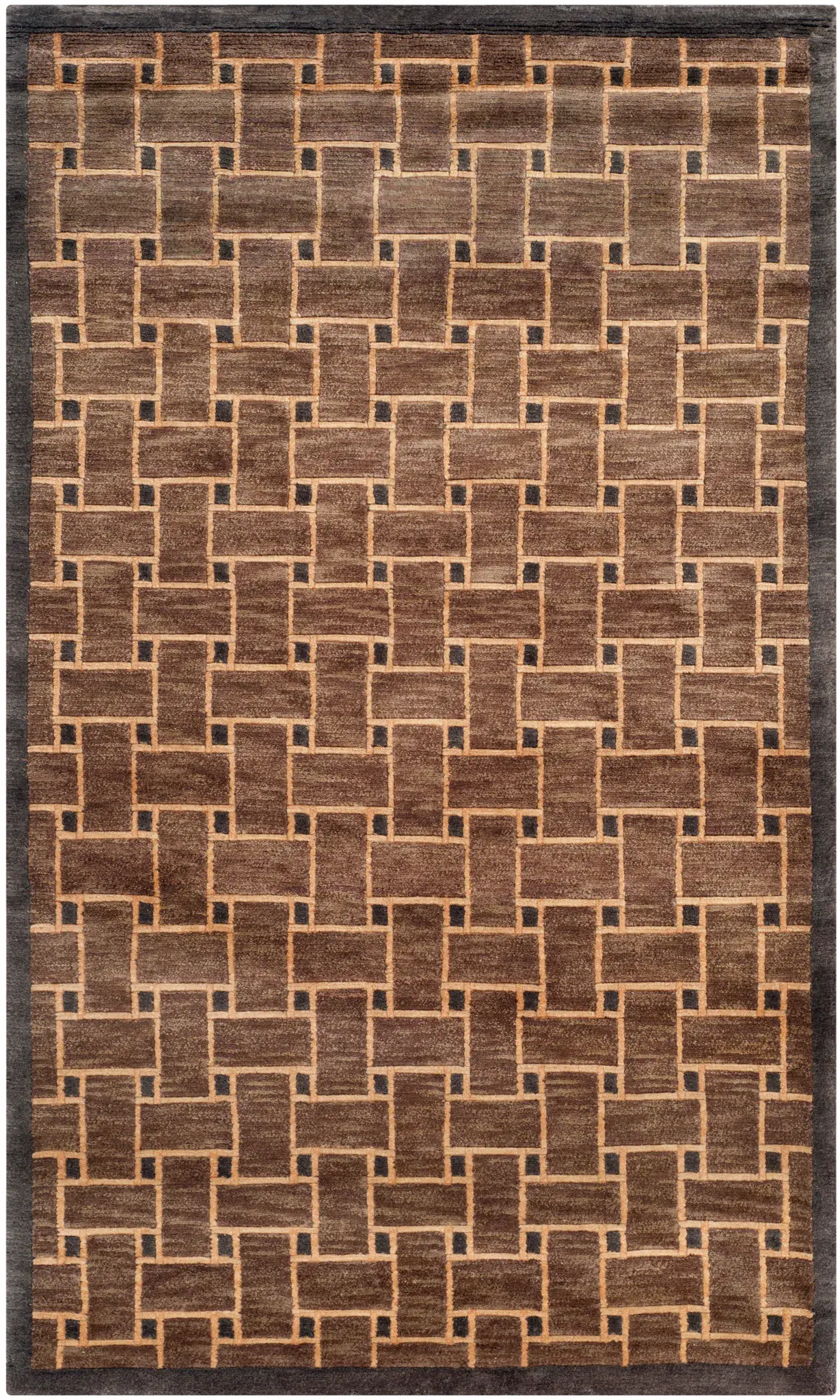 Tibetan Basketweave Hand-Knotted Wool Rug
