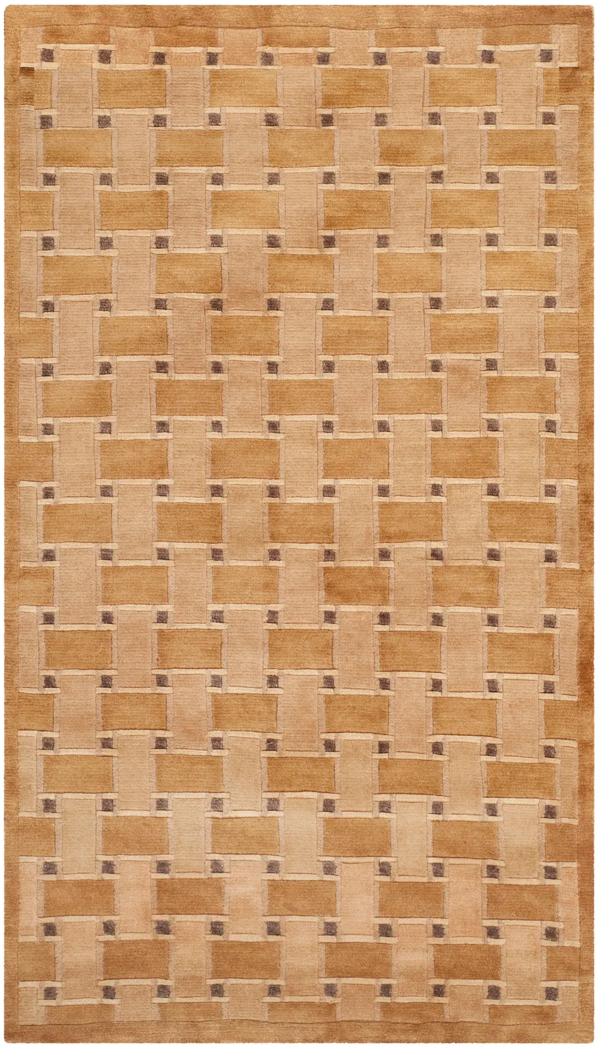 Tibetan Basketweave Hand-Knotted Wool Rug
