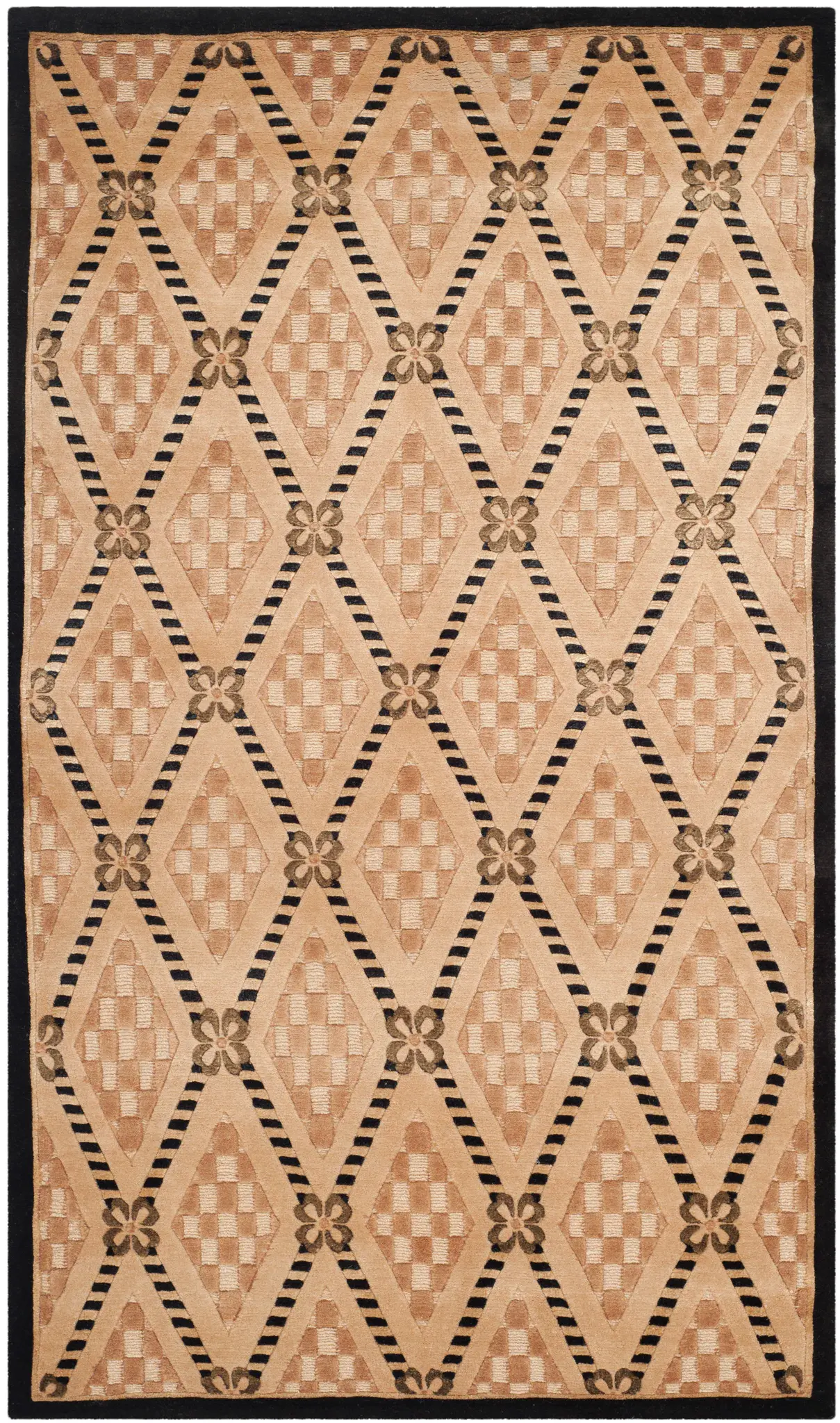 Tibetan Diamond Lattice Hand-Knotted Rug