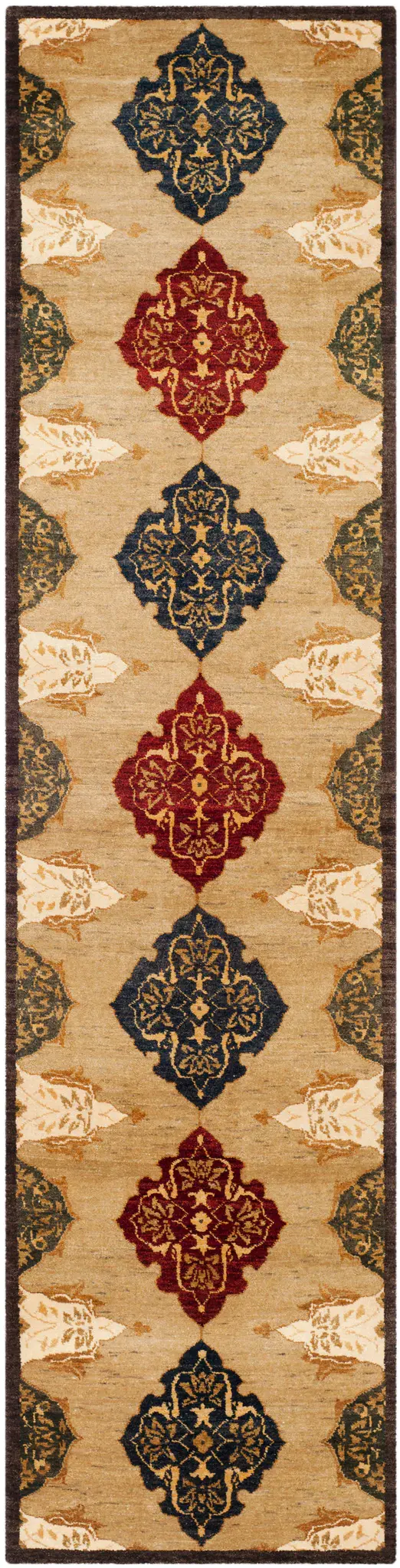 Tibetan Scalloped Medallion Hand-Knotted Wool Rug