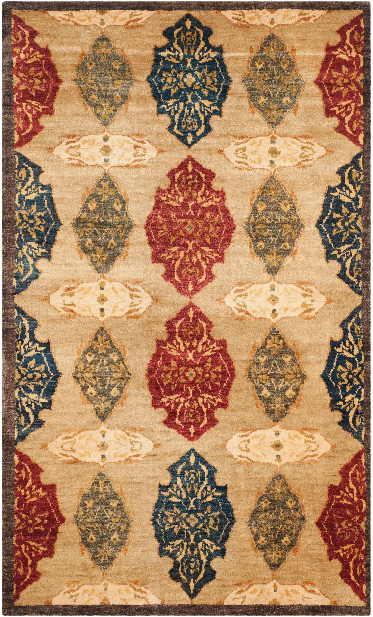 Tibetan Scalloped Medallion Hand-Knotted Wool Rug