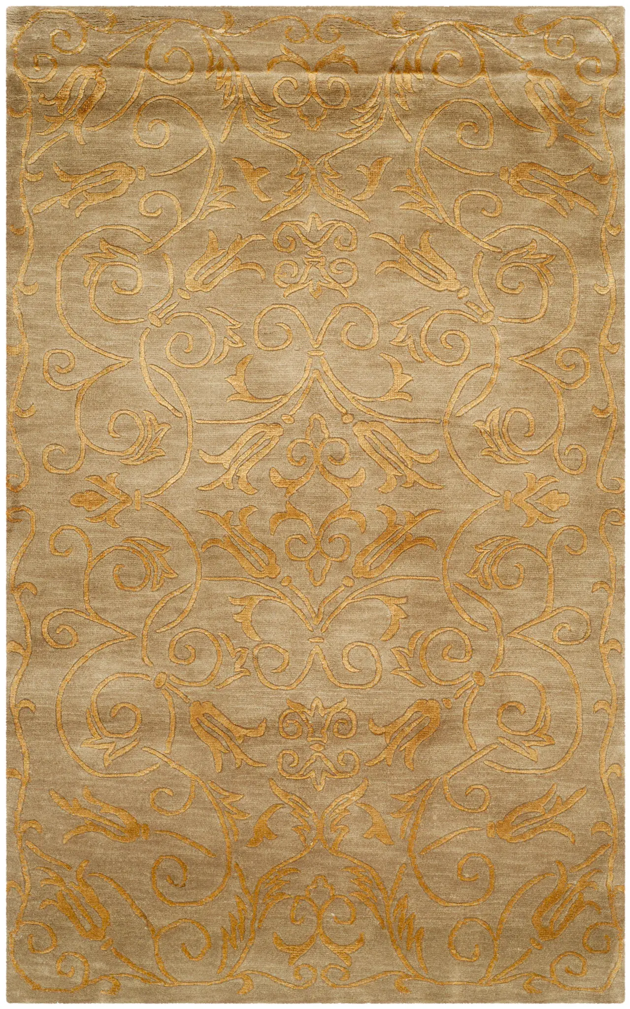 Tibetan Scrolling Botanical Hand-Knotted Rug