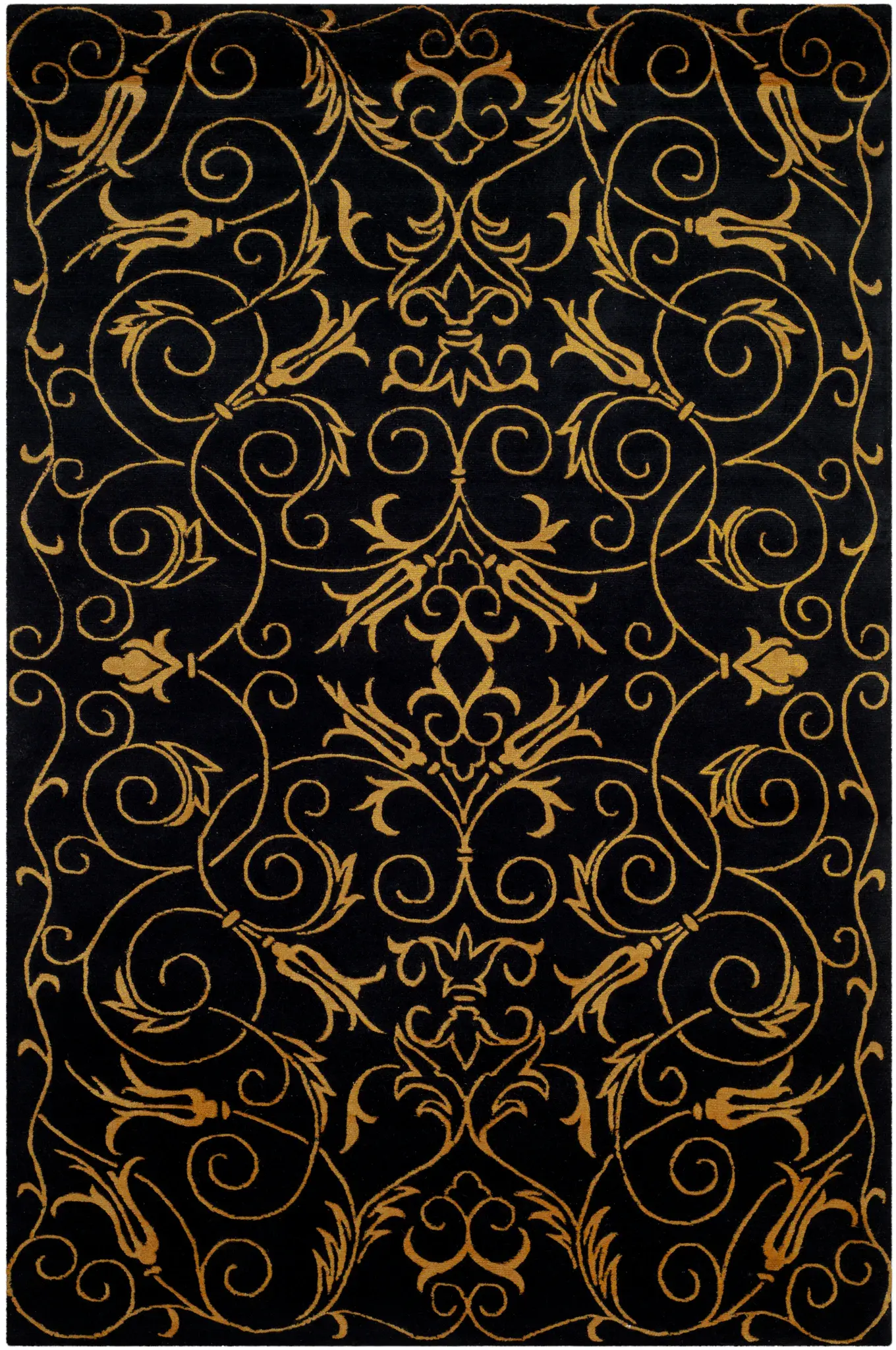 Tibetan Scrolling Botanical Hand-Knotted Rug