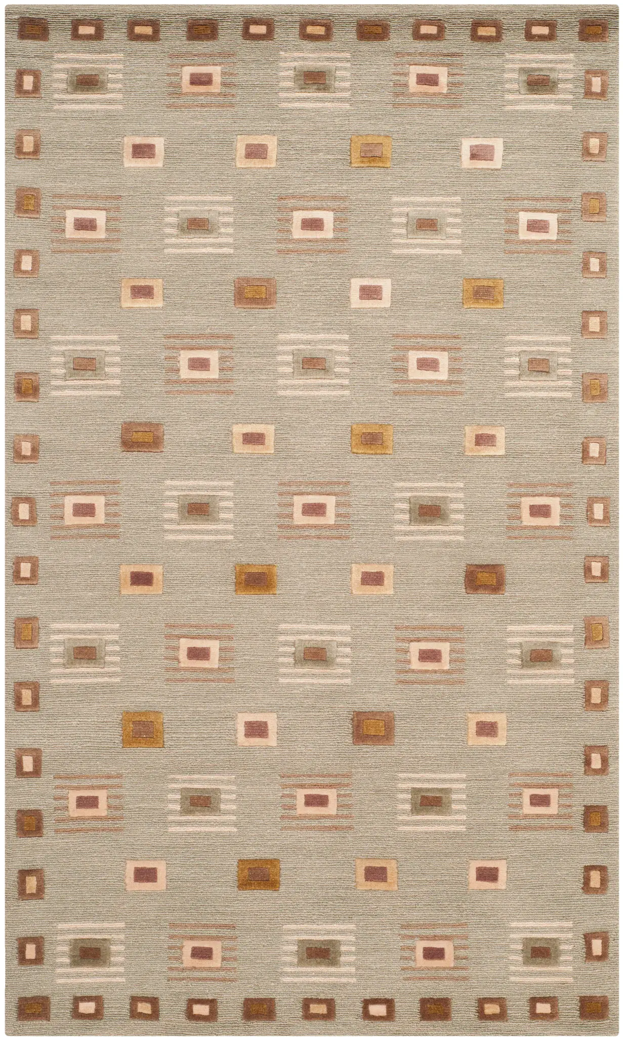 Tibetan Nested Square Hand-Knotted Wool Rug