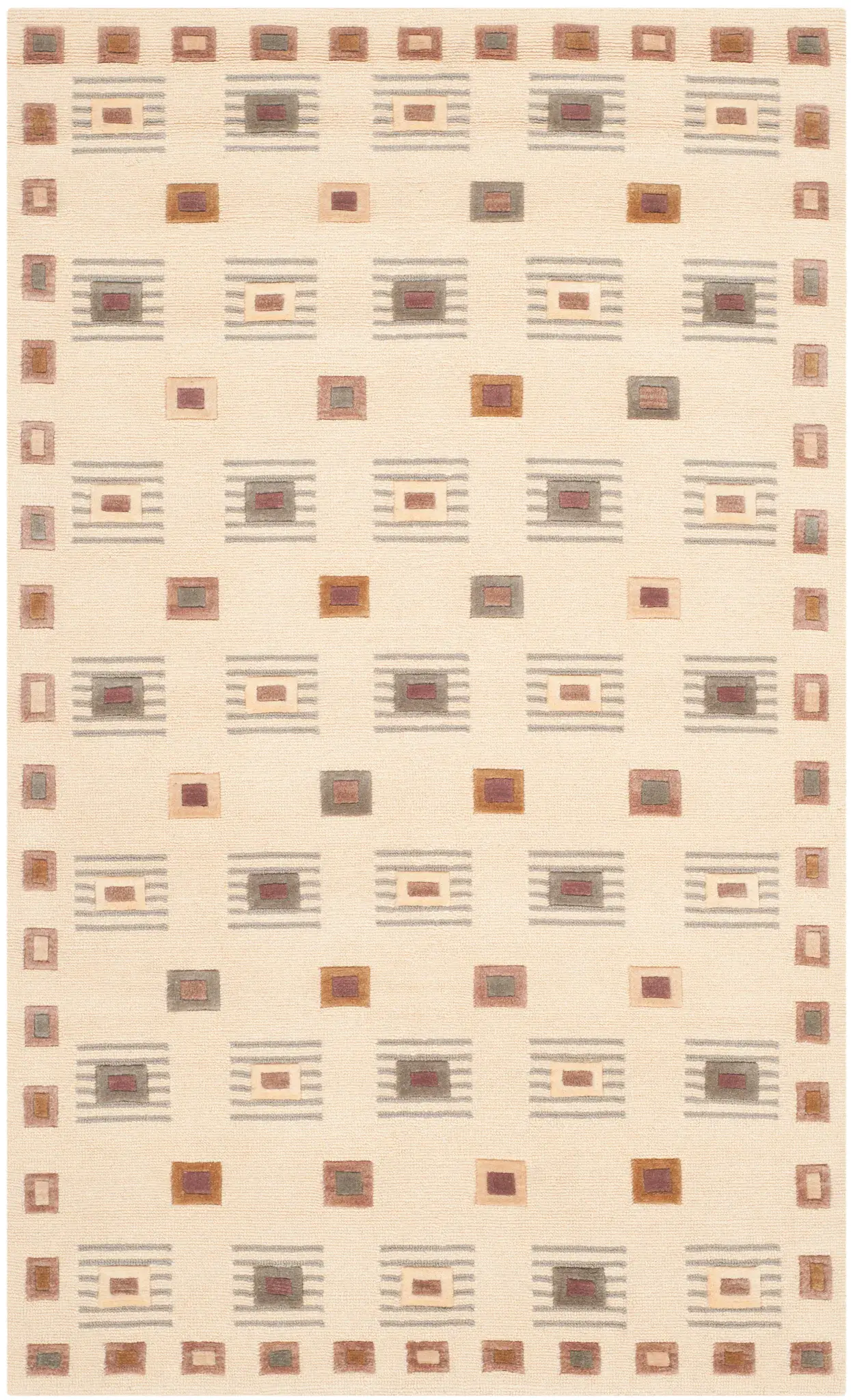Tibetan Nested Square Hand-Knotted Wool Rug